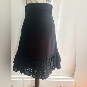 Vintage  Betsy Johnson Black Crochet Hem Skirt